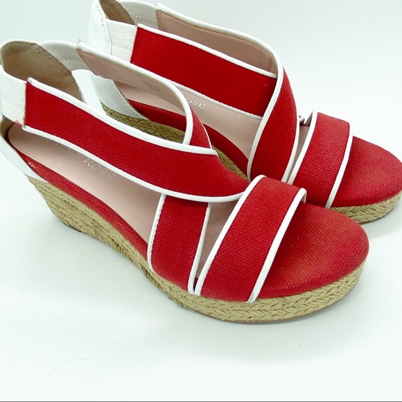 Taryn Rose Like New Red w/ White Trim Rope Wedges - Picture 4 of 9